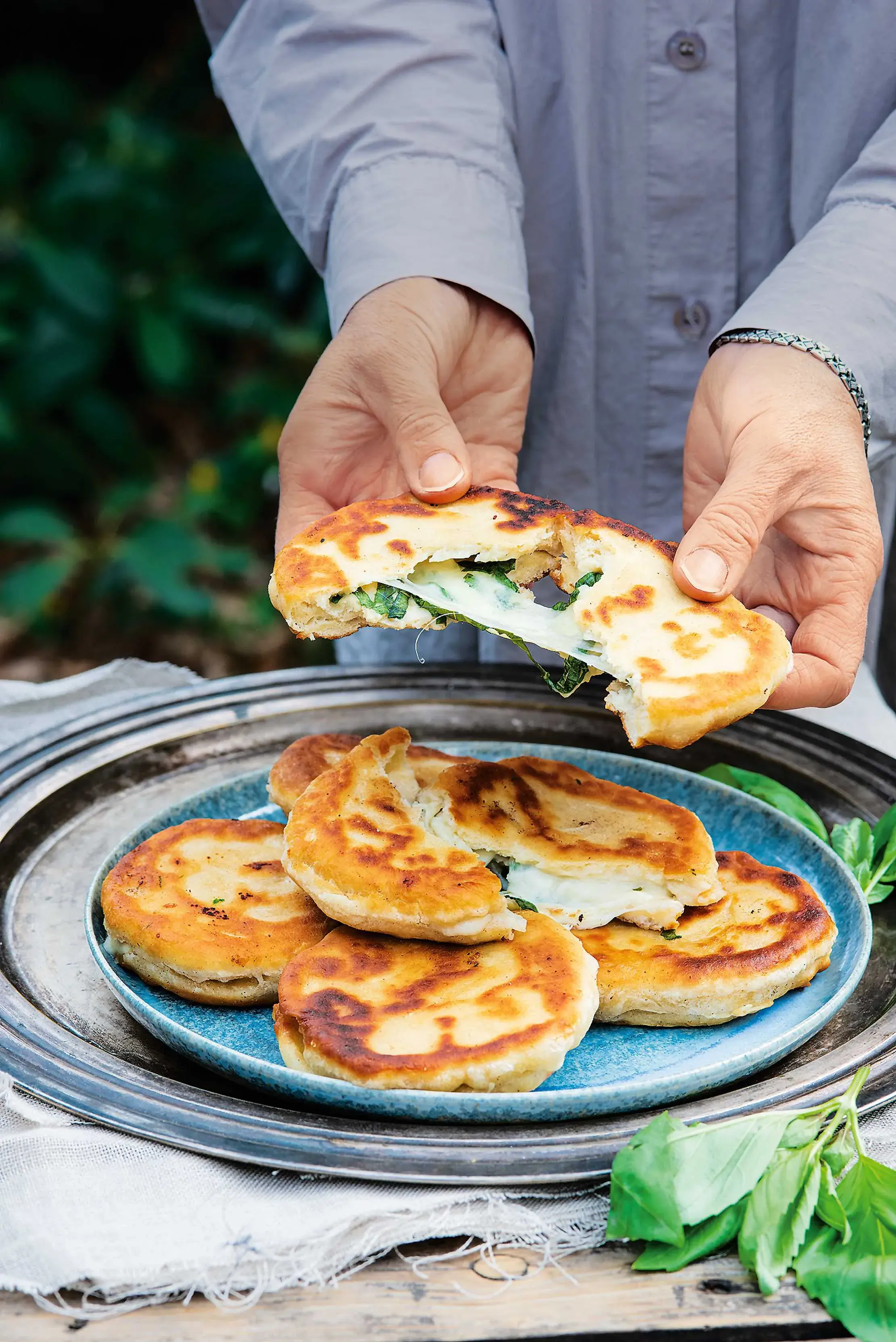 Pan-Fried Stuffed Flatbreads with Mozzarella