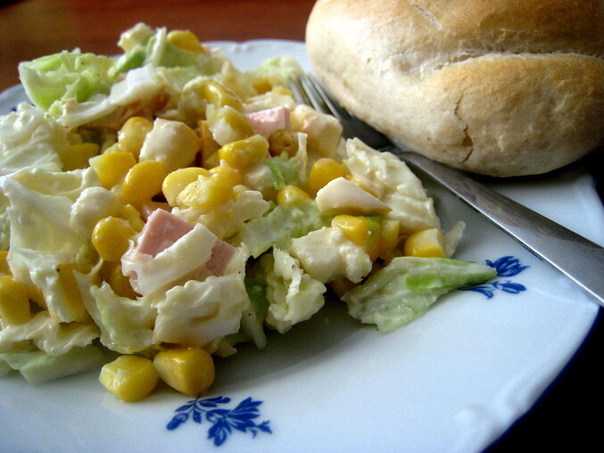 Napa Cabbage Salad with Ham and Smoked Cheese