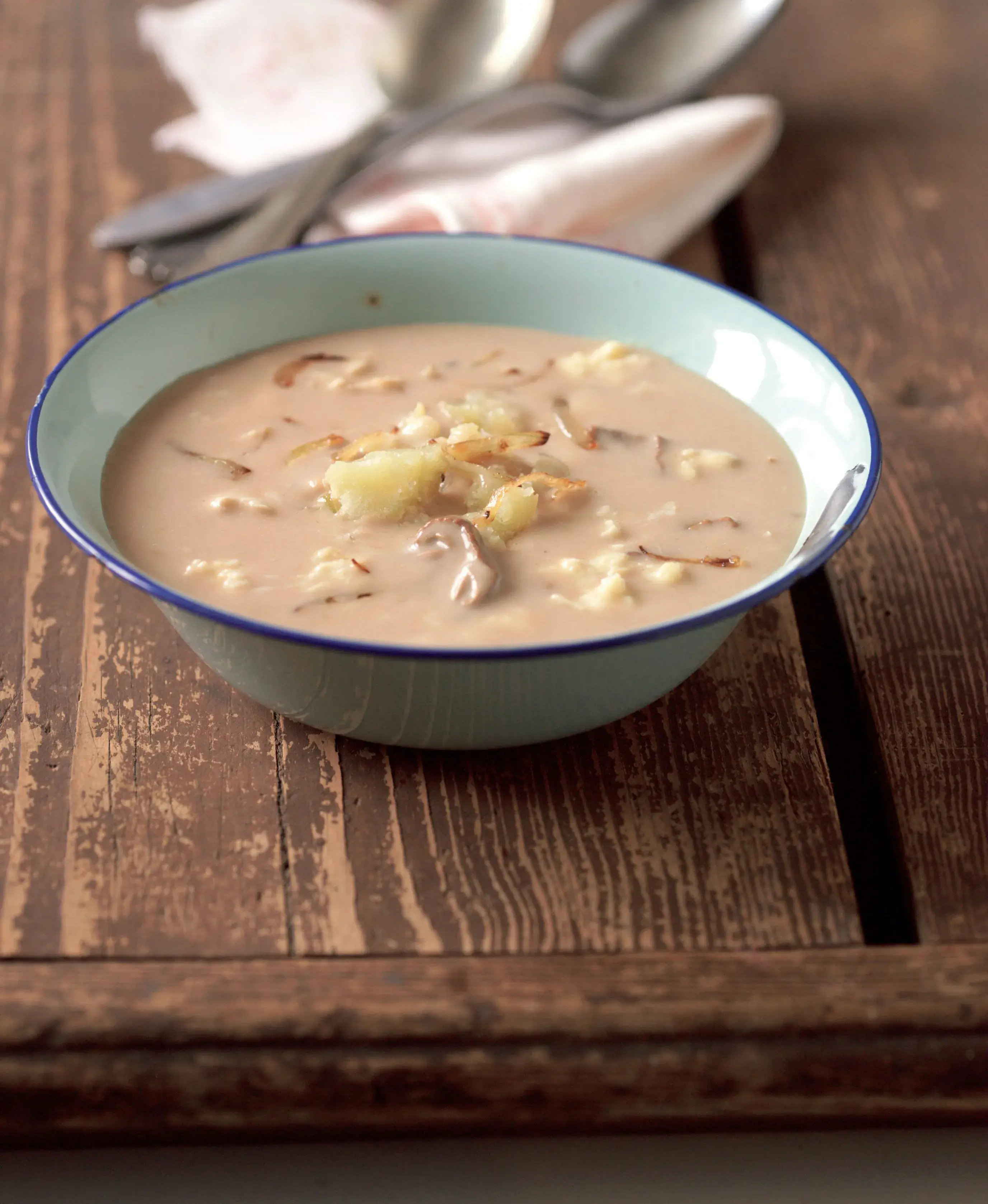 Czech Sourdough Soup with Mushrooms and Eggs