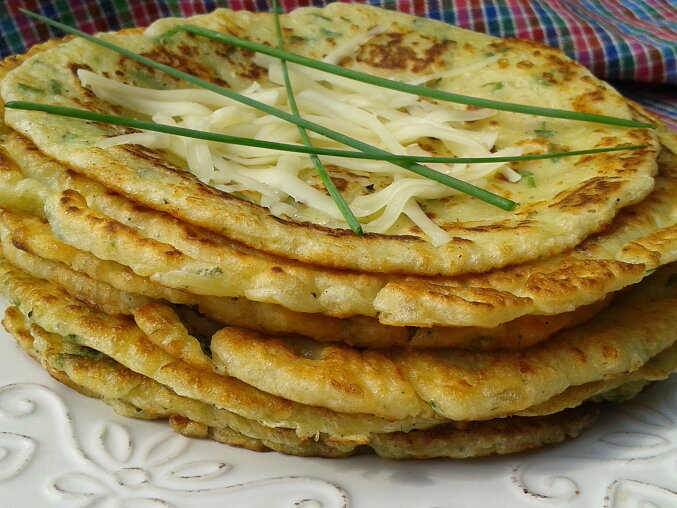 Czech Savoury Pancakes with Two Cheeses