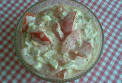 Tomato Salad with Eggs and Salami