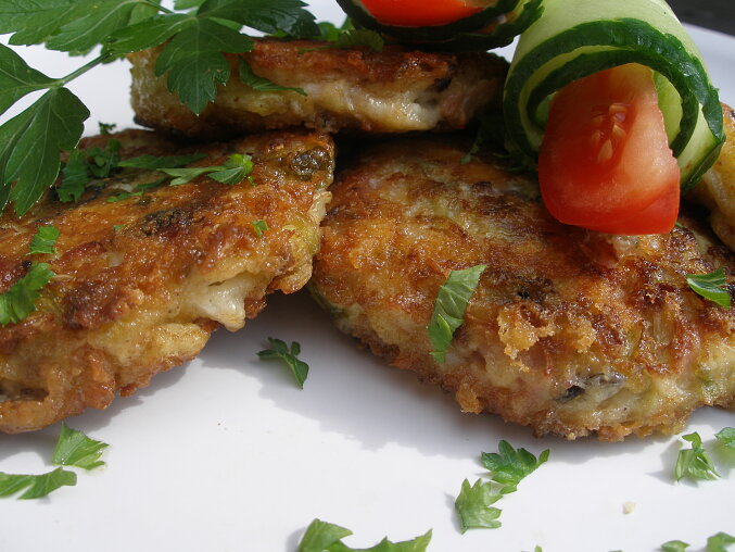 Cabbage Patties with Cheese and Bacon
