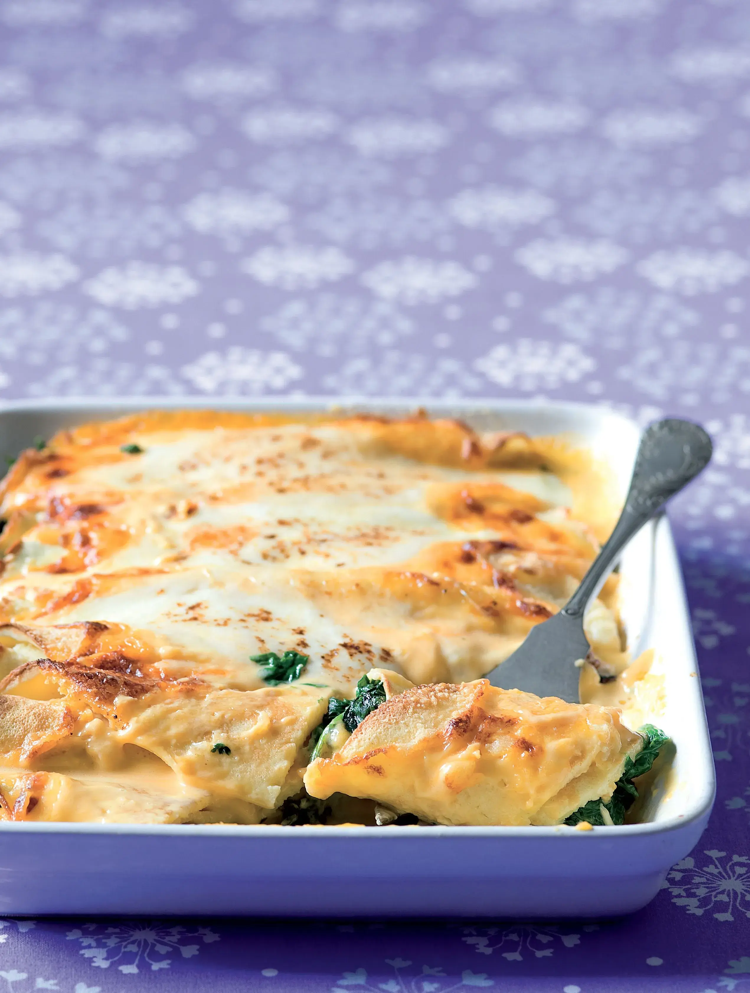 Baked Pancakes with Spinach and Cheese