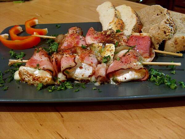 Czech Cheese Skewers with Leek and Bacon