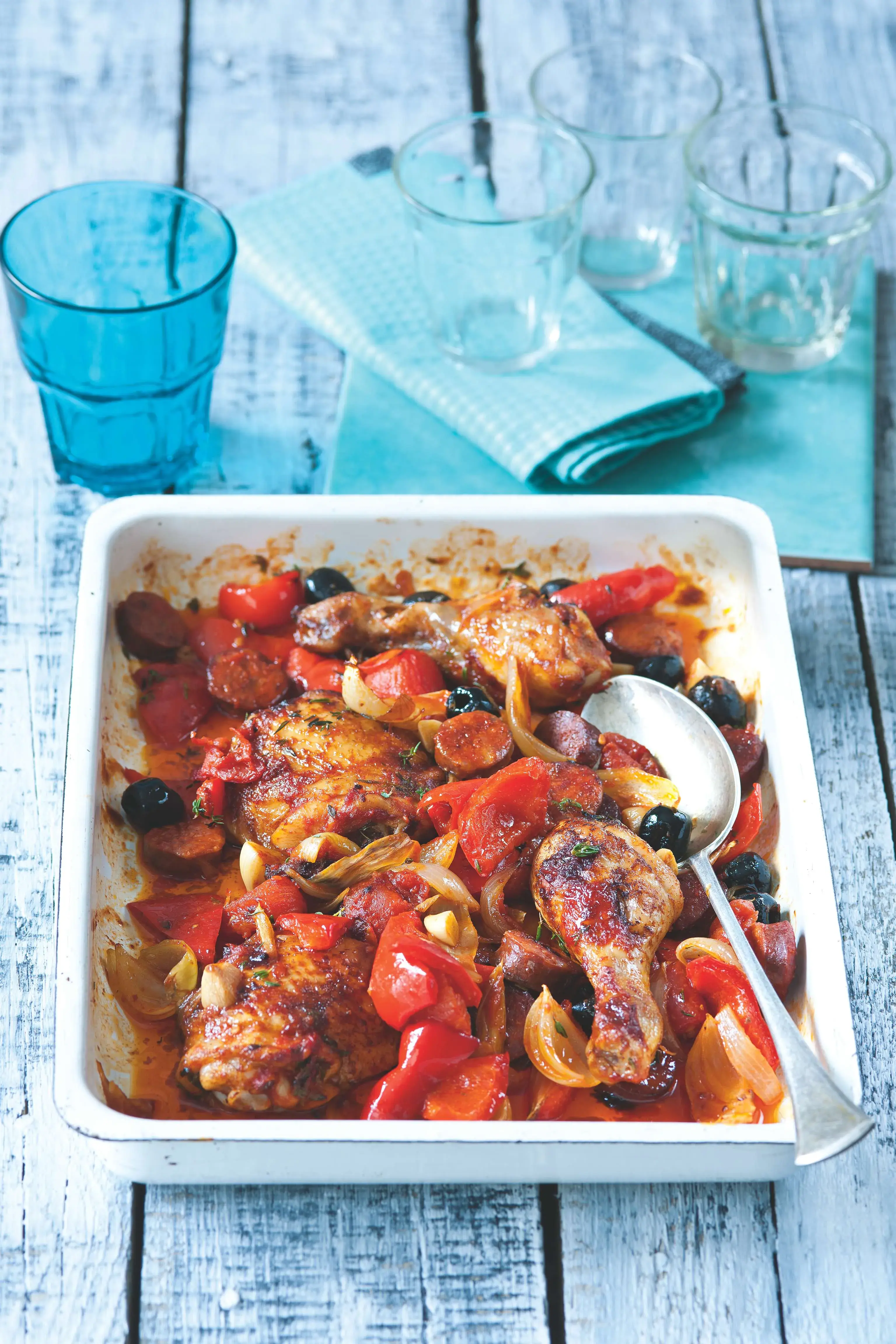 Basque Chicken with Roasted Peppers and Olives