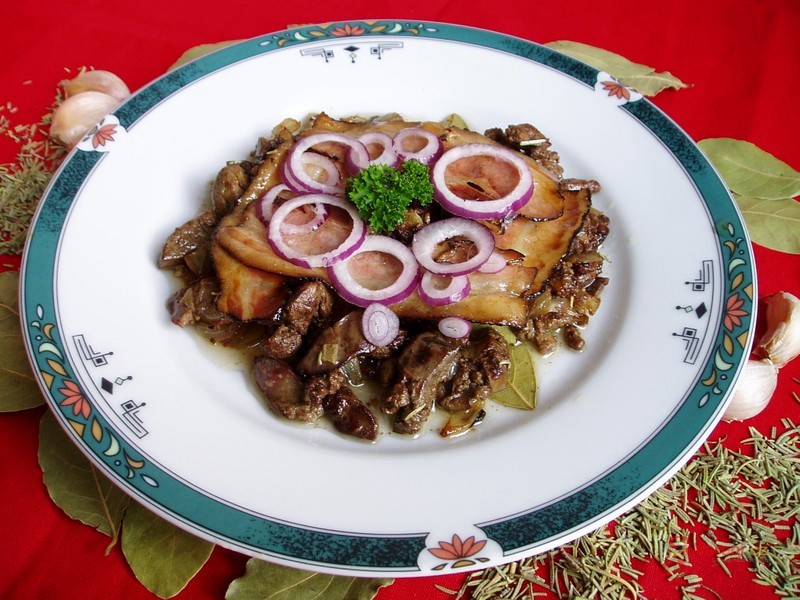 Poultry Livers Monte Negro (Czech Livers with Bacon)