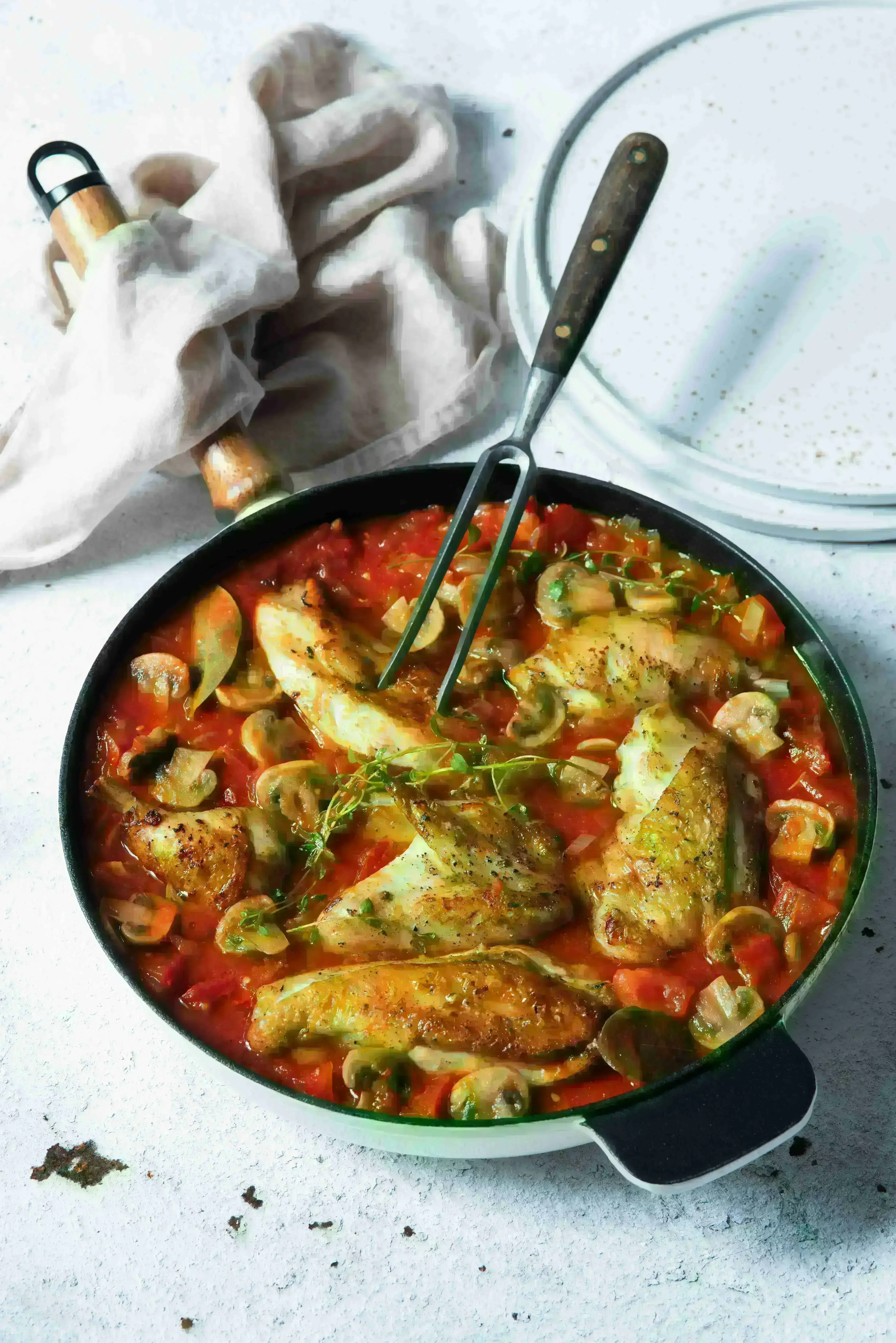 Chicken Marengo with Tomatoes and Mushrooms