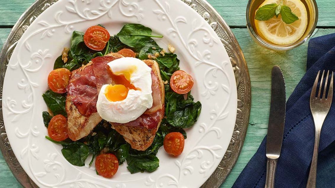 Turkey Breast with Air-Dried Ham and Poached Egg