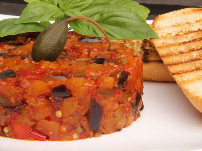 Aubergine "Tartare" with Tomatoes and Capers