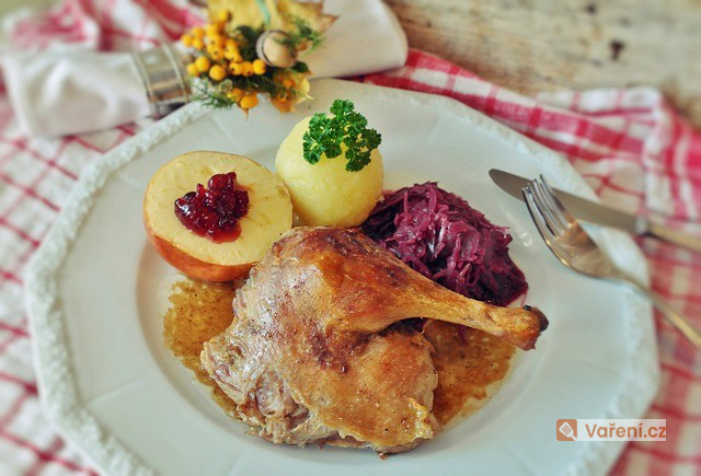 Roast Duck with Apples and Cranberries