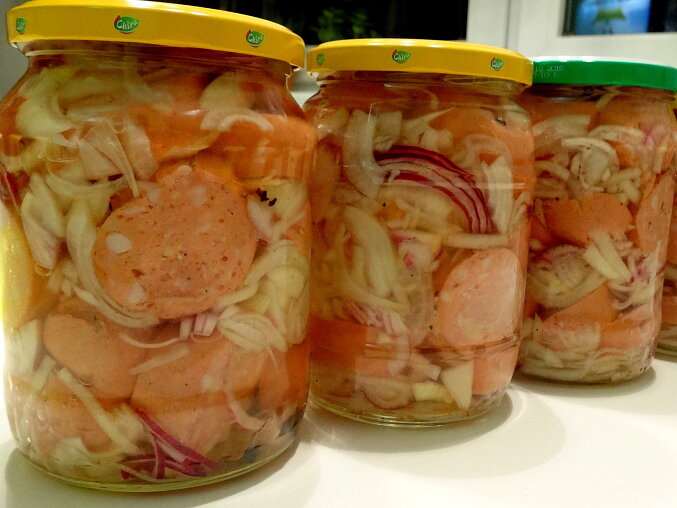 Brno-Style Pickled Sausages (Utopenci) in Spicy Brine