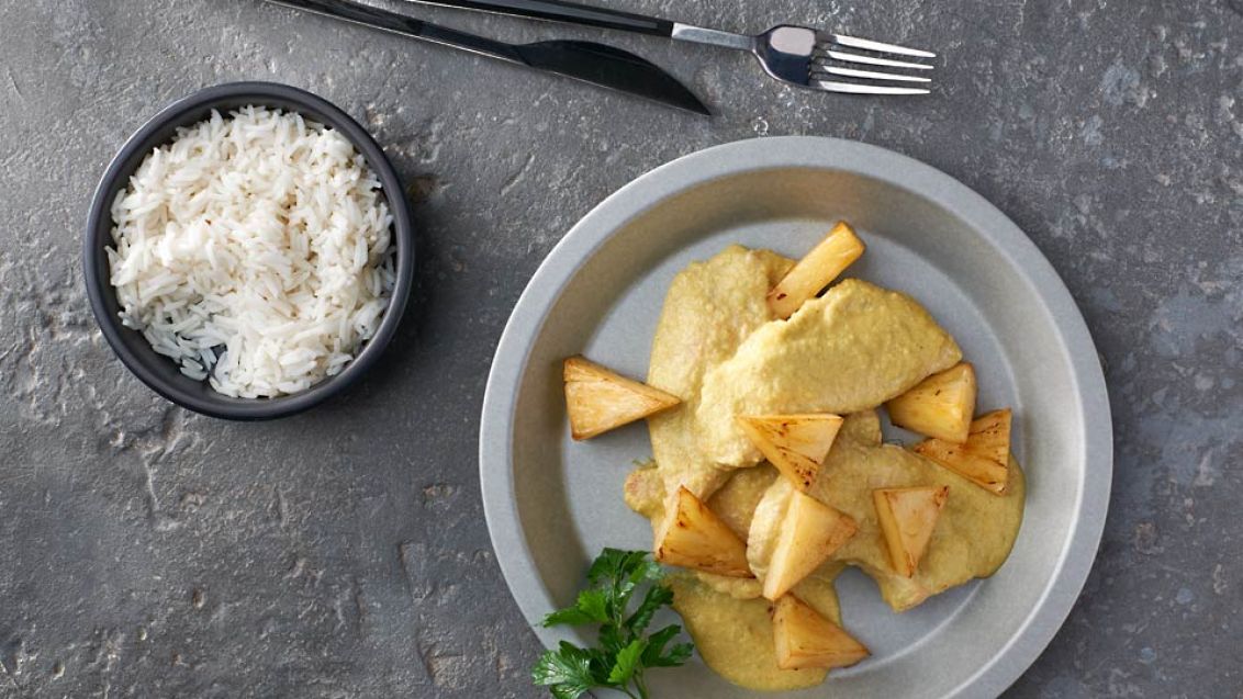 Turkey Curry with Apples and Steamed Basmati Rice