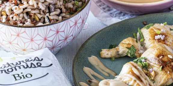 Chicken Satay with Colourful Rice