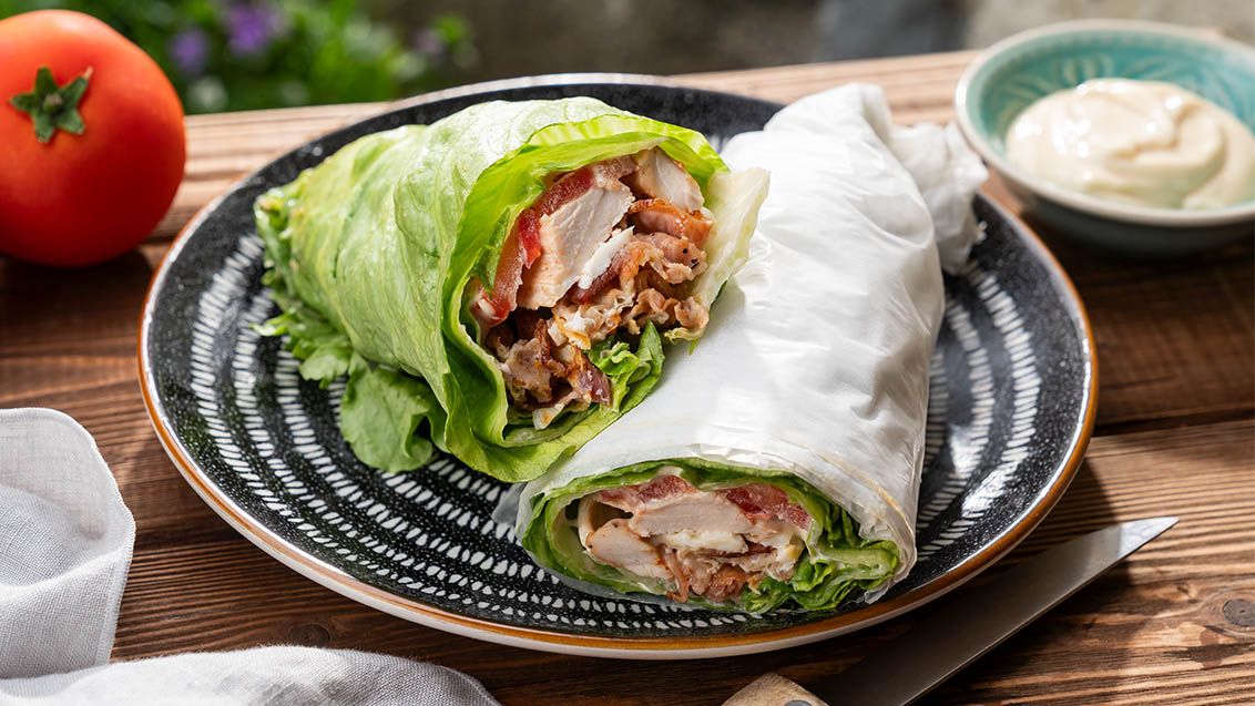 Grilled Turkey Sandwich Without Bread with Crispy Bacon