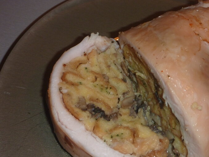 Chicken Breast Roll with Mushroom Filling in Parchment Paper