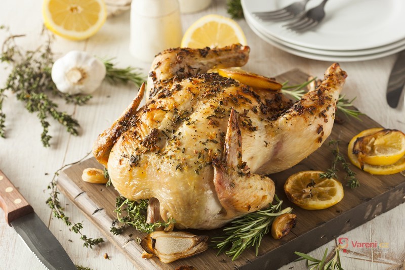 French Roast Chicken with Roasted Garlic