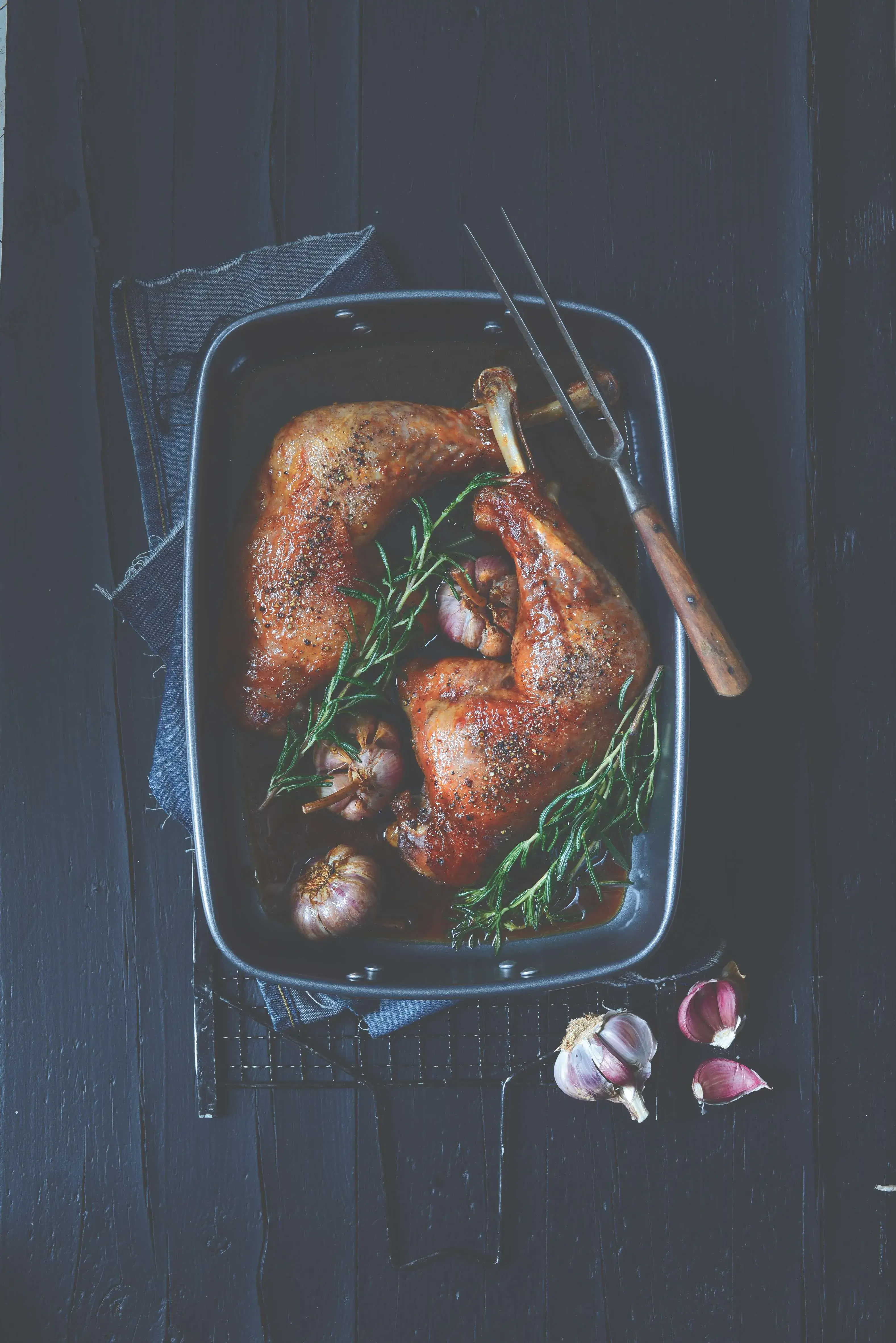 Roast Turkey Legs with Garlic and Rosemary