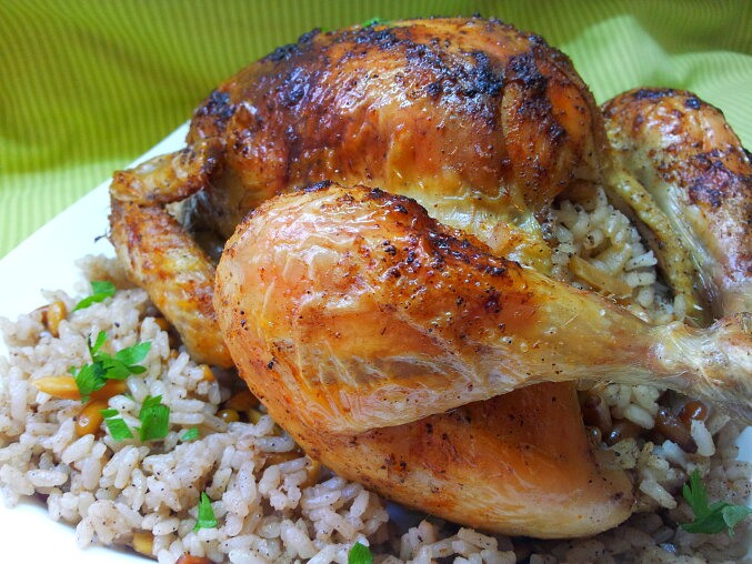 Arabian Stuffed Chicken (Roast Chicken with Rice Filling)