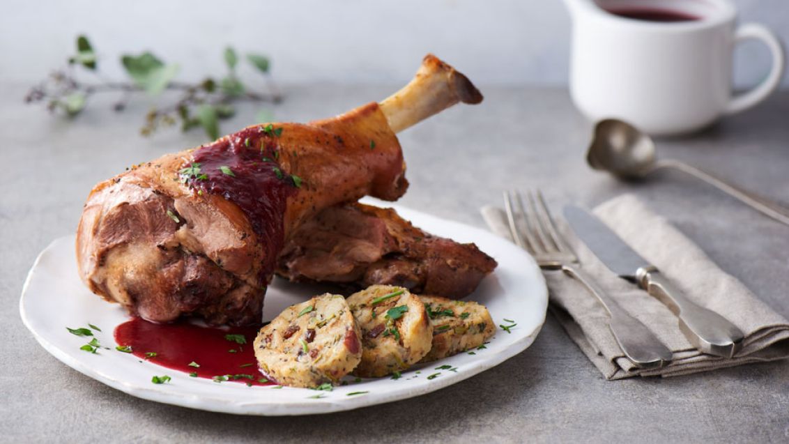 Roast Stuffed Turkey with Cranberry Sauce