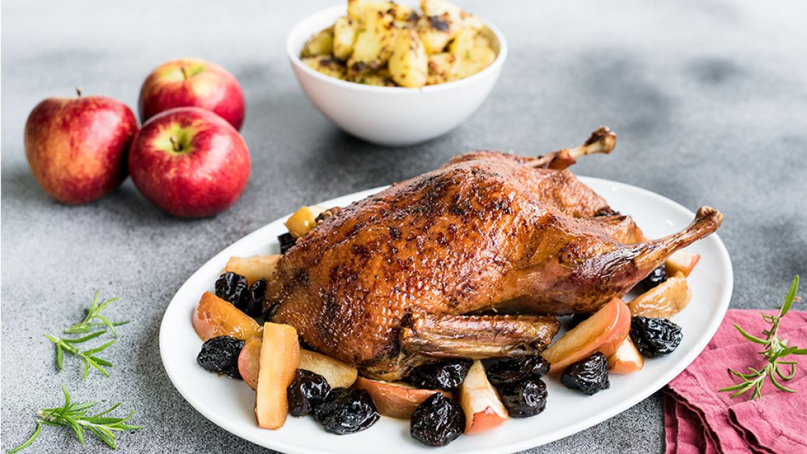 Roast Duck with Apples and Prunes