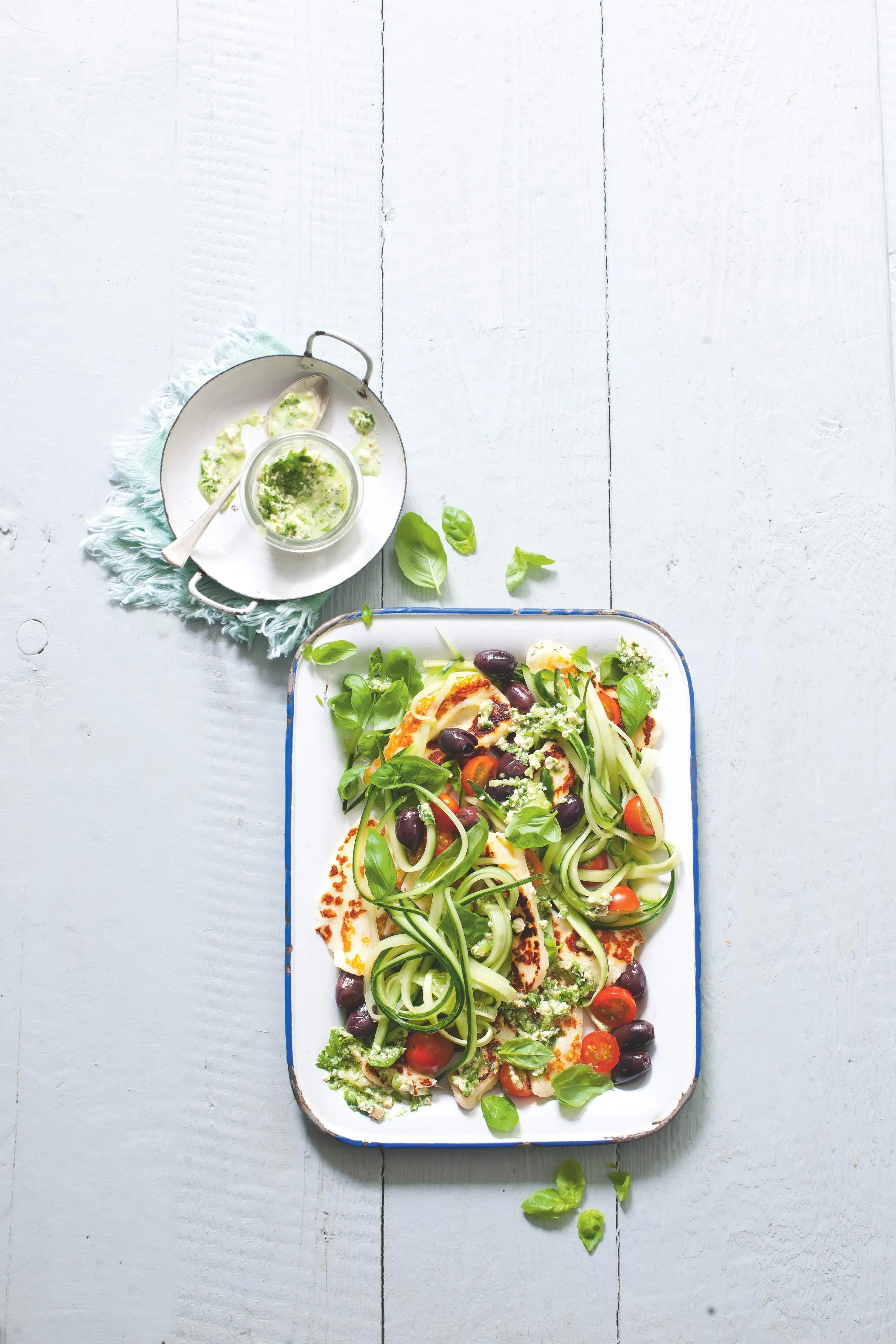 Mediterranean Cucumber Salad with Halloumi