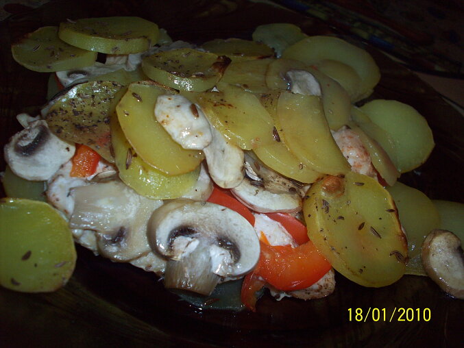 Chicken Strips Baked with Potatoes