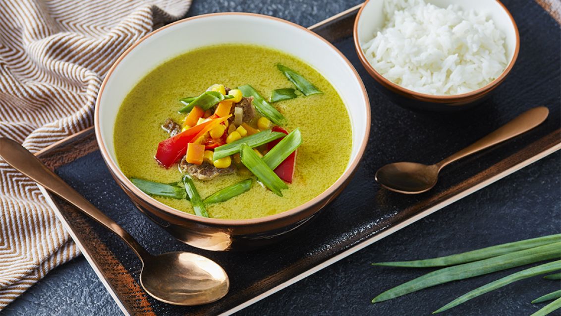 Pork Cubes with Coconut Milk and Sweetcorn