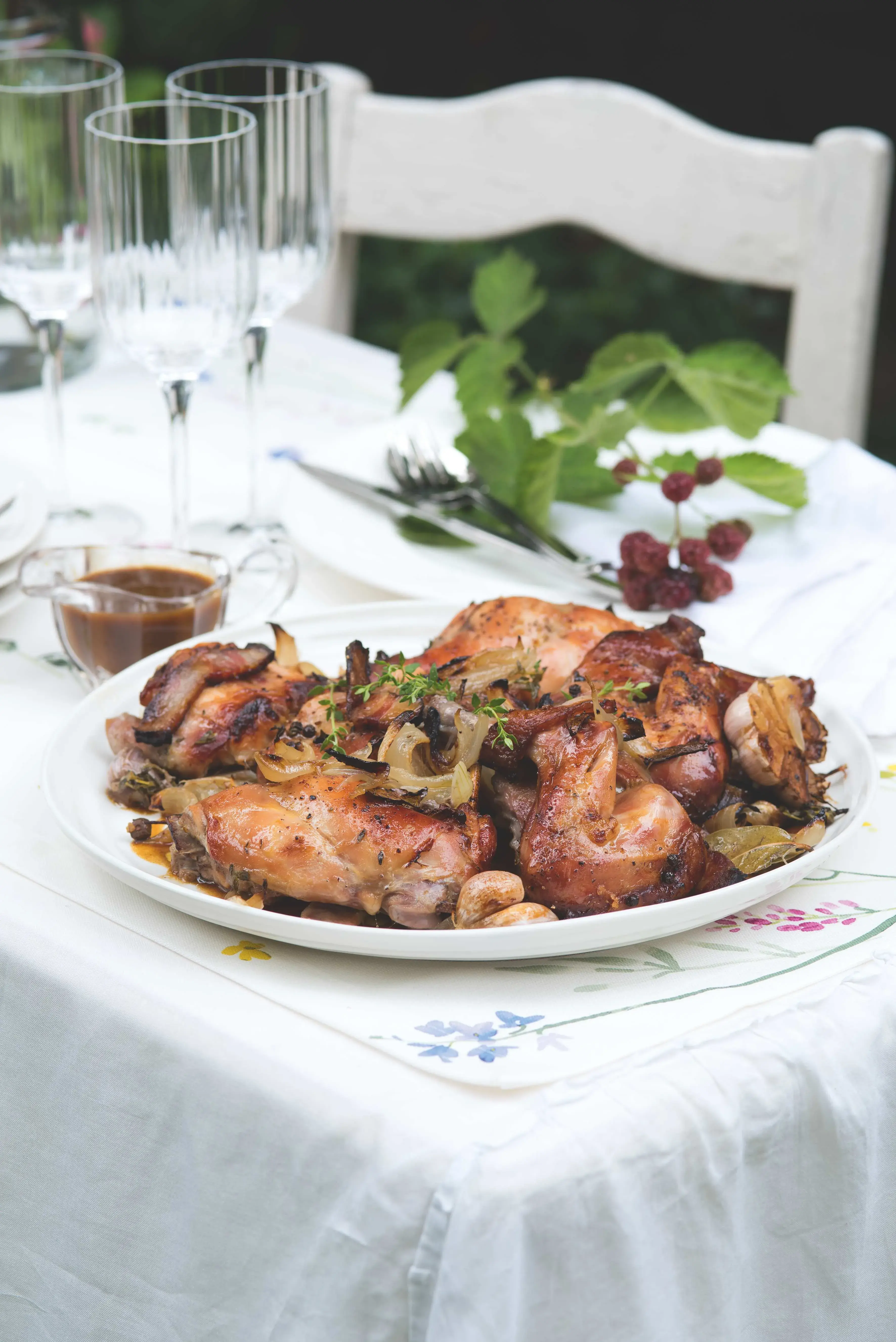 Slow-Roasted Rabbit with Garlic, Onion and Herbs