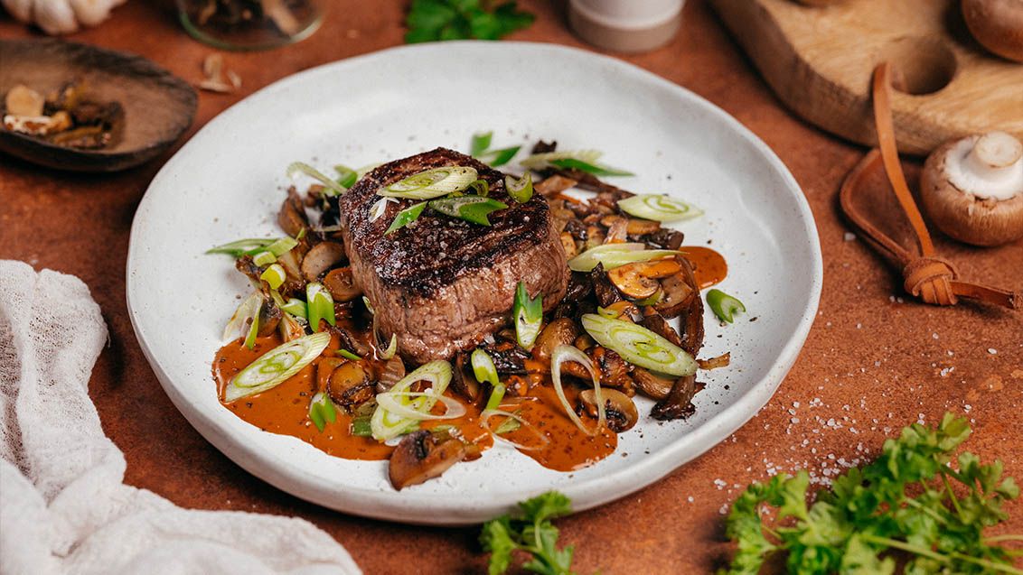 Svíčková (Czech Beef in Cream Sauce) with Mushrooms and Paprika Cream Sauce