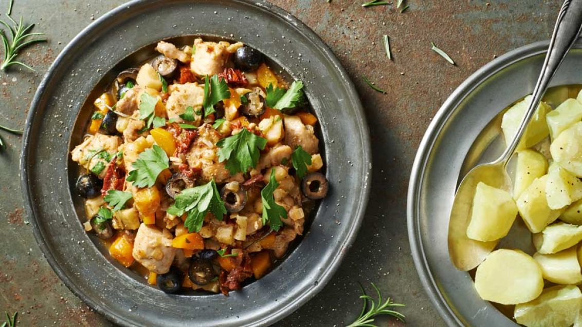 Braised Rabbit with Olives and Sun-dried Tomatoes