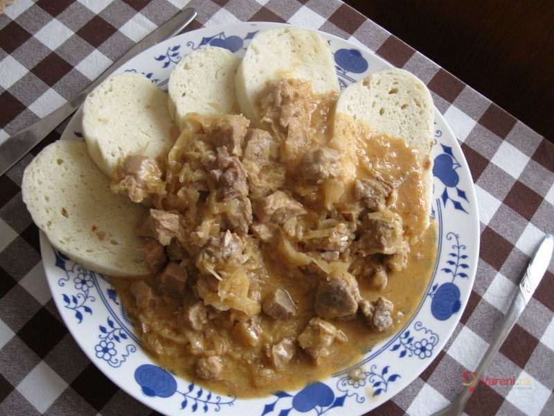 Czech Pork Goulash with Sauerkraut and Sour Cream