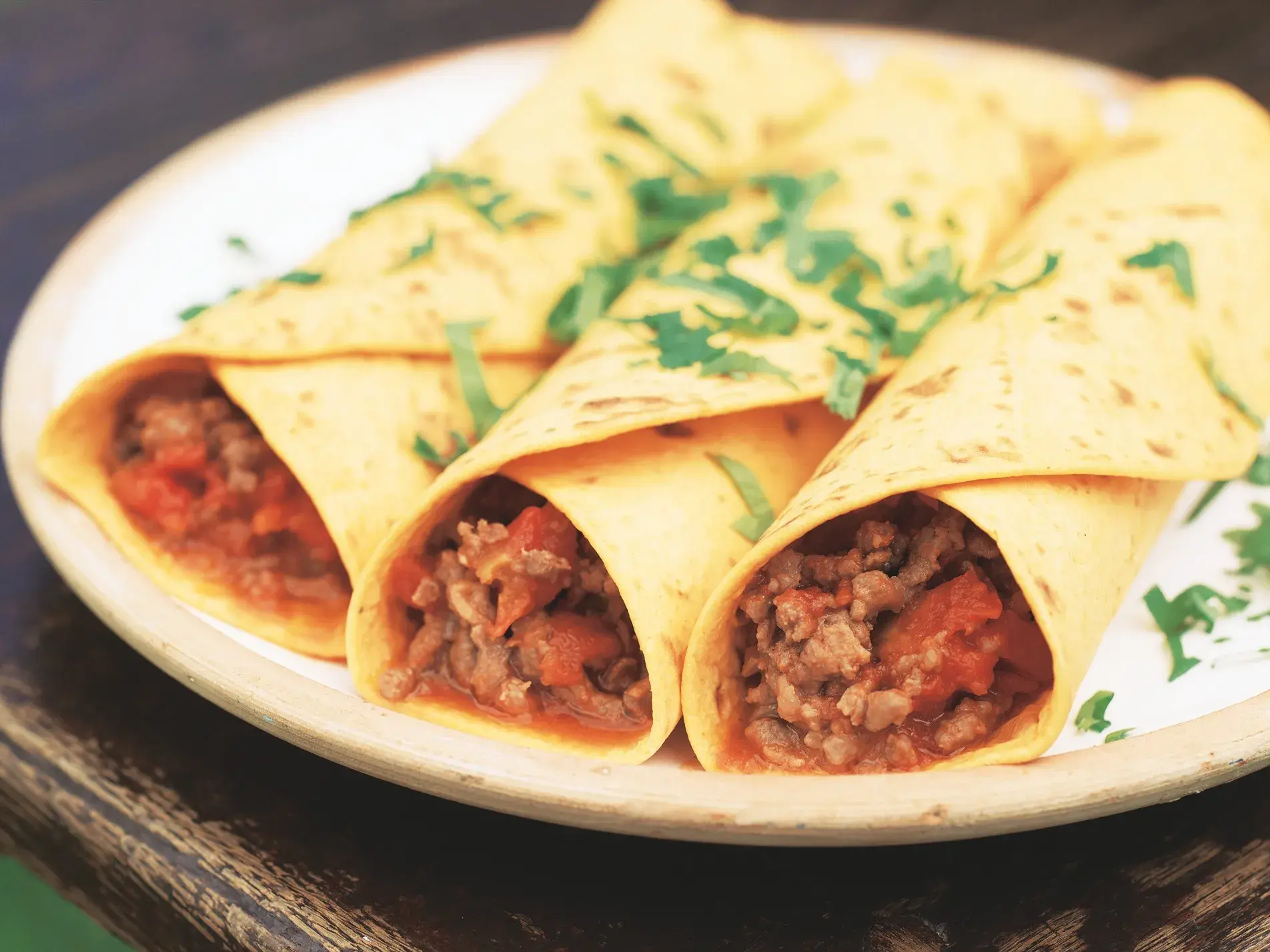 Beef Burritos with Tomatoes and Coriander