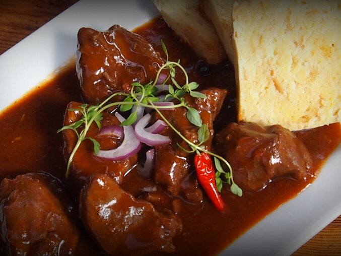 Wild Boar Goulash in Red Wine
