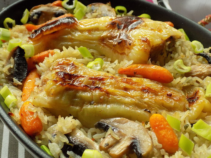 Stuffed Peppers Baked with Rice in One Dish