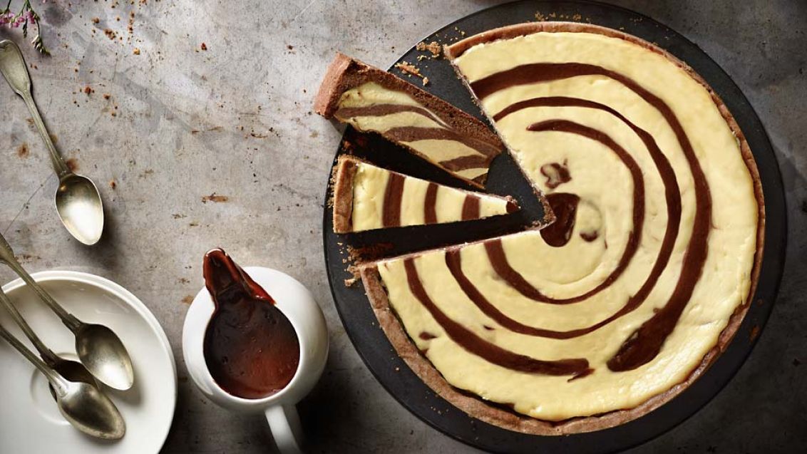 Two-Tone Quark Cake with Cocoa Marbling