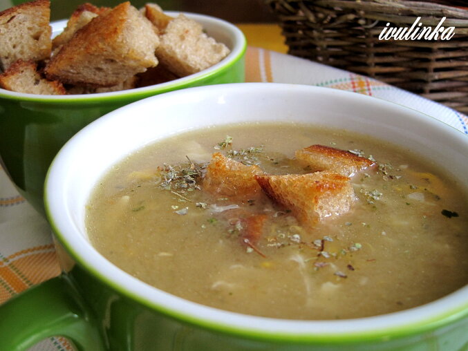 Grandma's Bread Soup with Croutons
