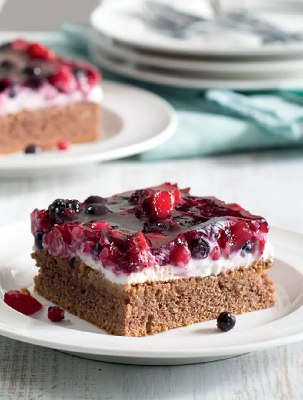 Czech Tray Cake with Quark and Fruit Jelly