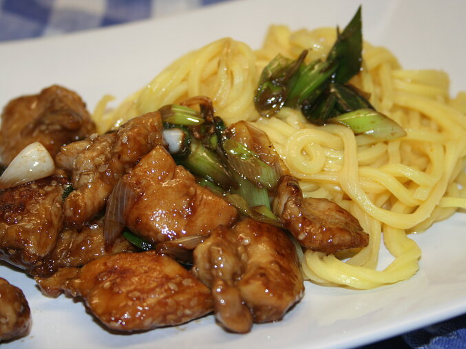 Stir-Fried Chicken with Sesame and Chinese Noodles