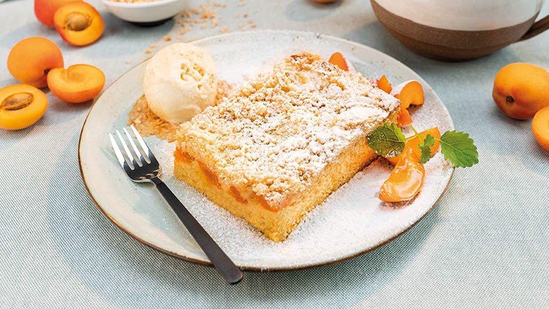 Apricot Batter Cake with Streusel Topping