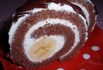 Banana and Chocolate Swiss Roll