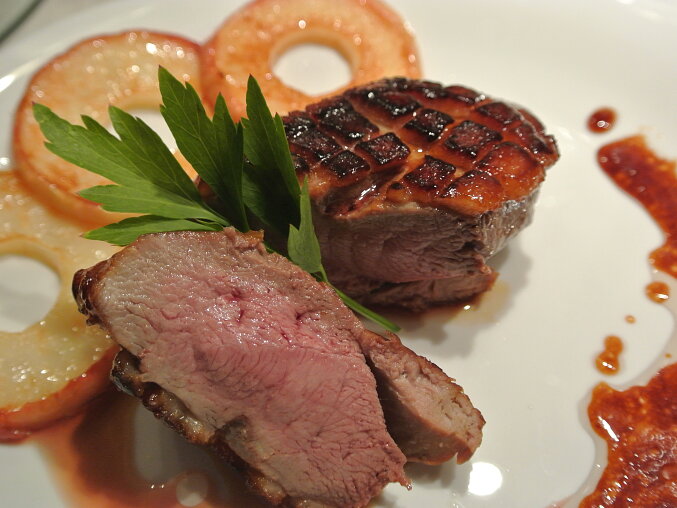 Honey-Glazed Duck Breasts with Apple