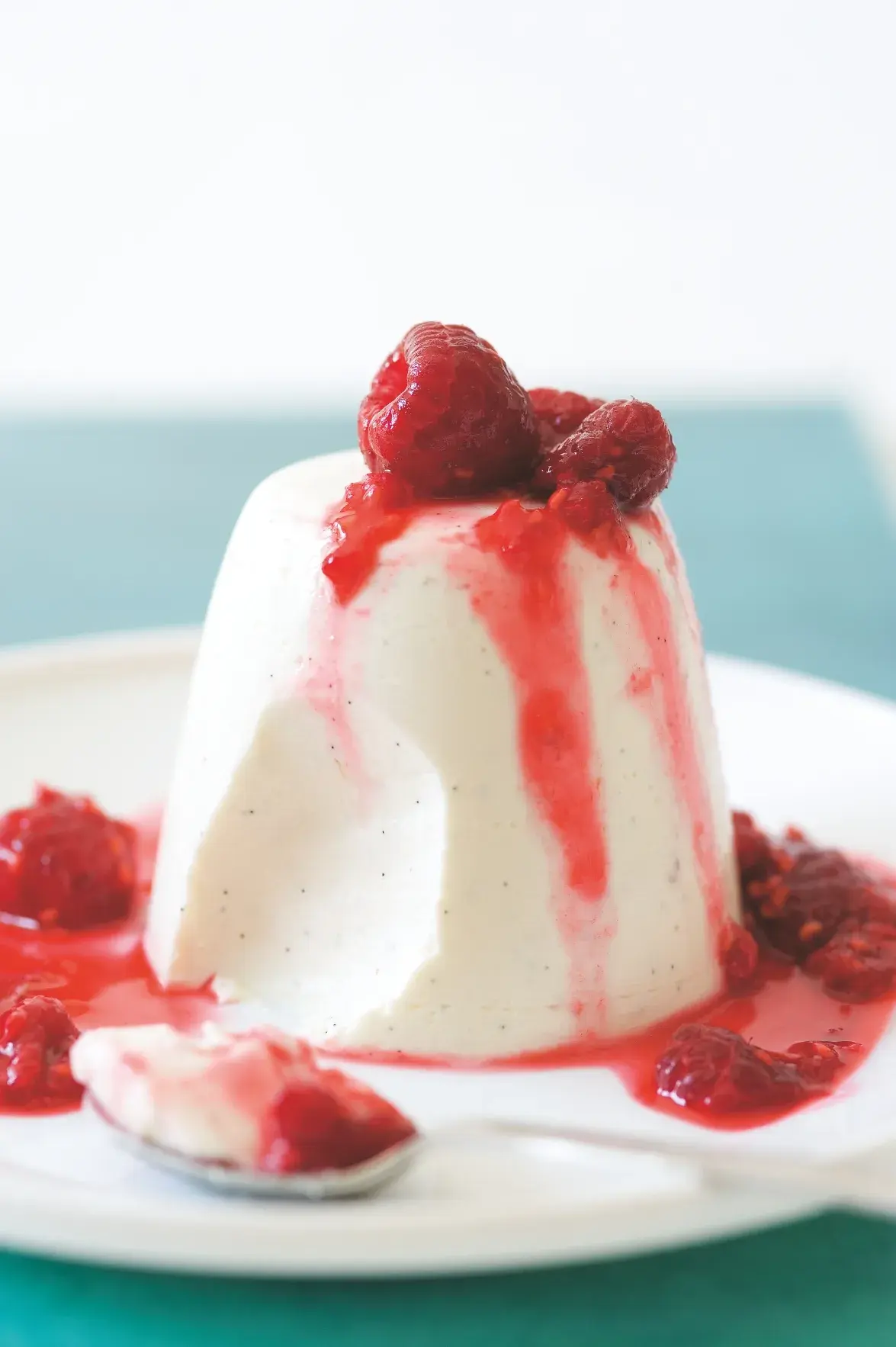 Jemná vanilková panna cotta s malinovou omáčkou