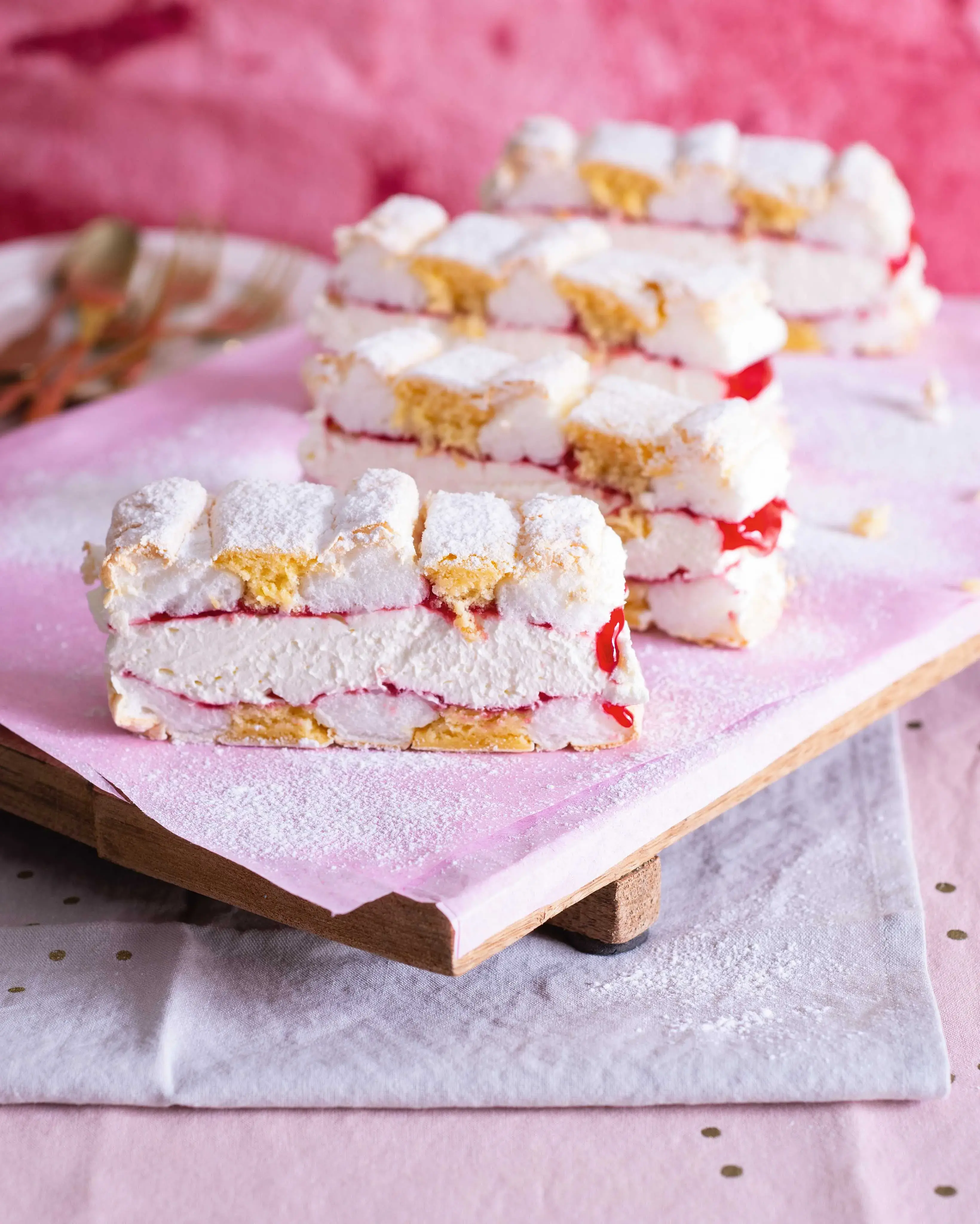 Cardinal Slices with Whipped Cream