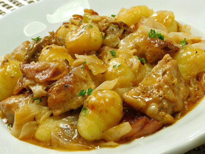 Pork Casserole with Cabbage and Gnocchi