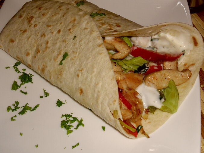 Tortilla Wraps Filled with Chicken and Vegetables