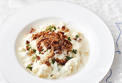 Halušky (Potato Dumplings with Bryndza and Bacon)