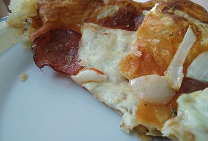 Puff Pastry Pizza with Salami and Cheese