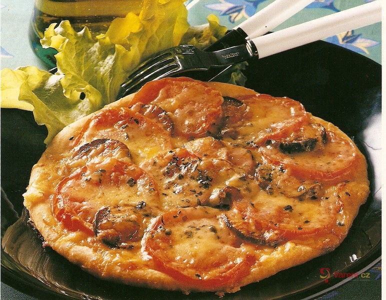 Salami Pizza with Baking Powder Dough