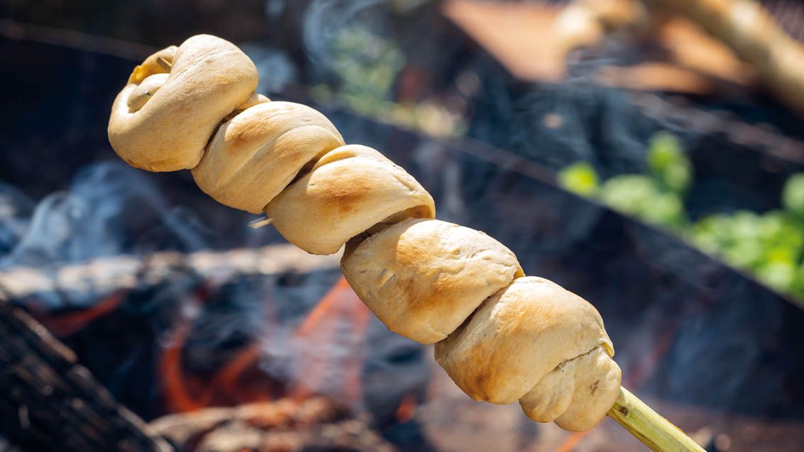 Rohlík na klacku (Czech Bread Roll Baked on a Stick)