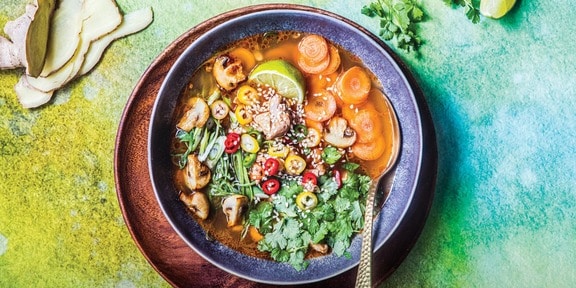 Hearty Asian Chicken Soup with Ginger and Chilli